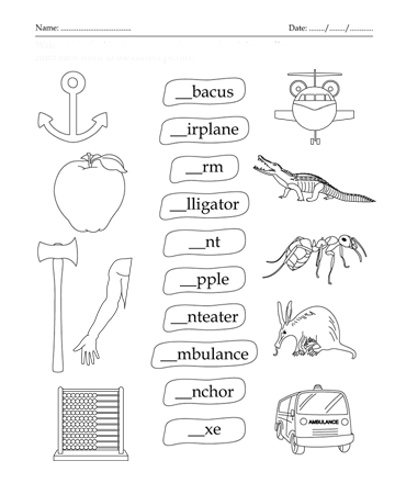 Fill In The Blank Letter A Printable Coloring Worksheet